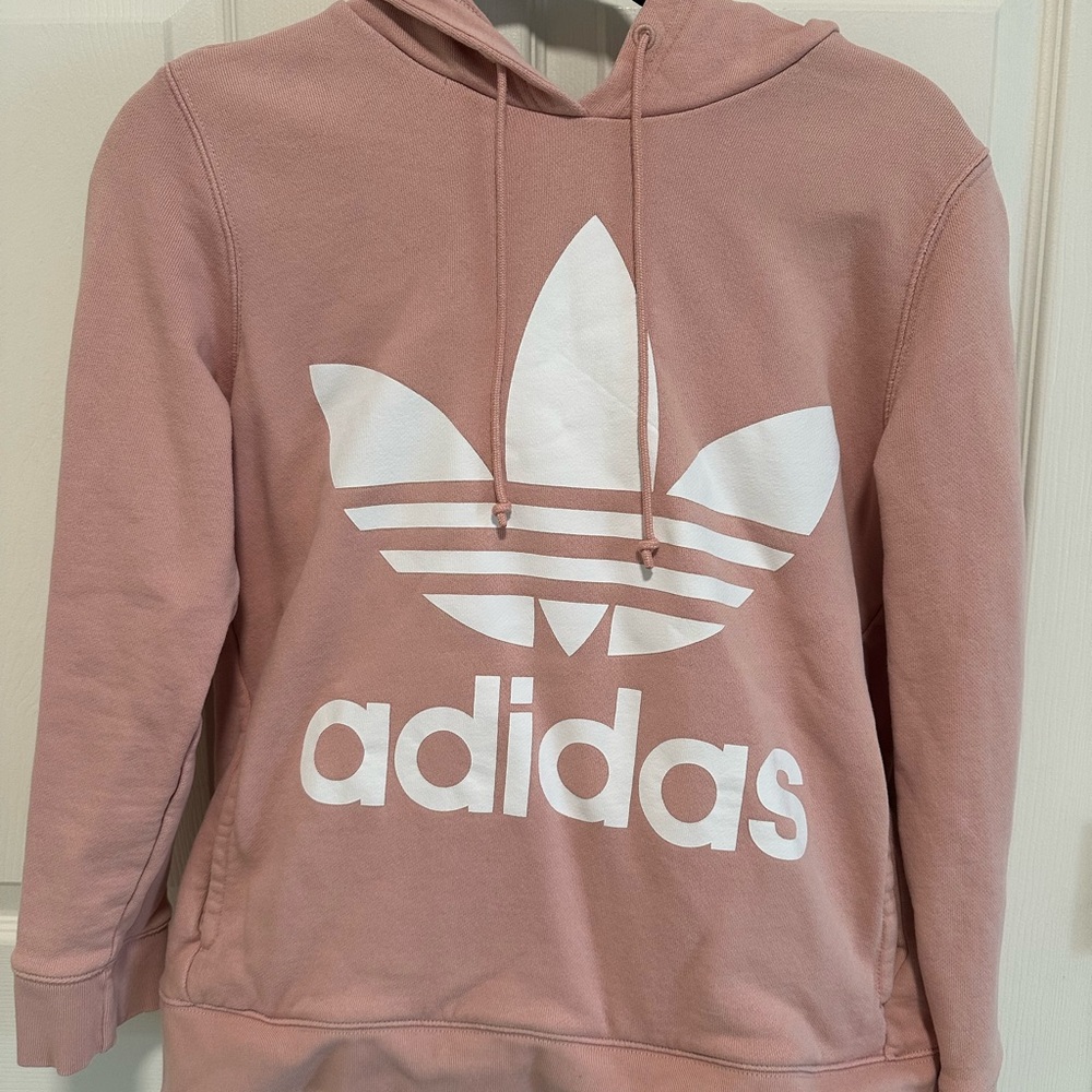 Adidas Pink Hoodie Sweater with White Trefoil logo